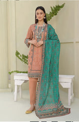 3 Piece Stitched Lawn Suit with Dupatta – Ethnic Elegance