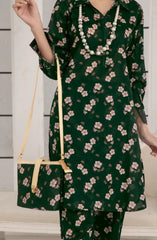 2 Piece Stitched Lawn Suit with Matching Fabric Bag – Floral Elegance