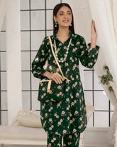 2 Piece Stitched Lawn Suit with Matching Fabric Bag – Floral Elegance
