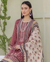 3 Piece Stitched Lawn Suit with Dupatta – Ethnic Elegance