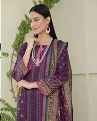 3 Piece Stitched Lawn Suit with Dupatta – Ethnic Elegance