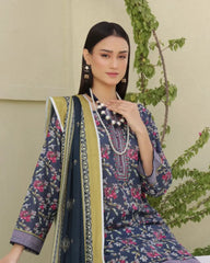3 Piece Stitched Lawn Suit with Dupatta – Ethnic Elegance