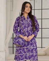 2 Piece Stitched Lawn Suit with Matching Fabric Bag – Floral Elegance
