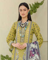 3 Piece Stitched Lawn Suit with Dupatta – Ethnic Elegance