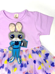 Baby Girl Bunny Net Frock - Purple