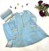 Sky Blue 3 Piece Organza Suit
