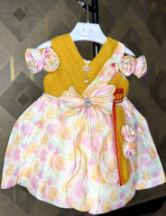 Sparkle Glitter Funky Frock (Mustard with Multi pink)