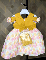 Sparkle Glitter Funky Frock (Mustard with Multi pink)