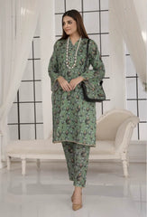 2 Piece Stitched Lawn Suit with Matching Fabric Bag – Floral Elegance
